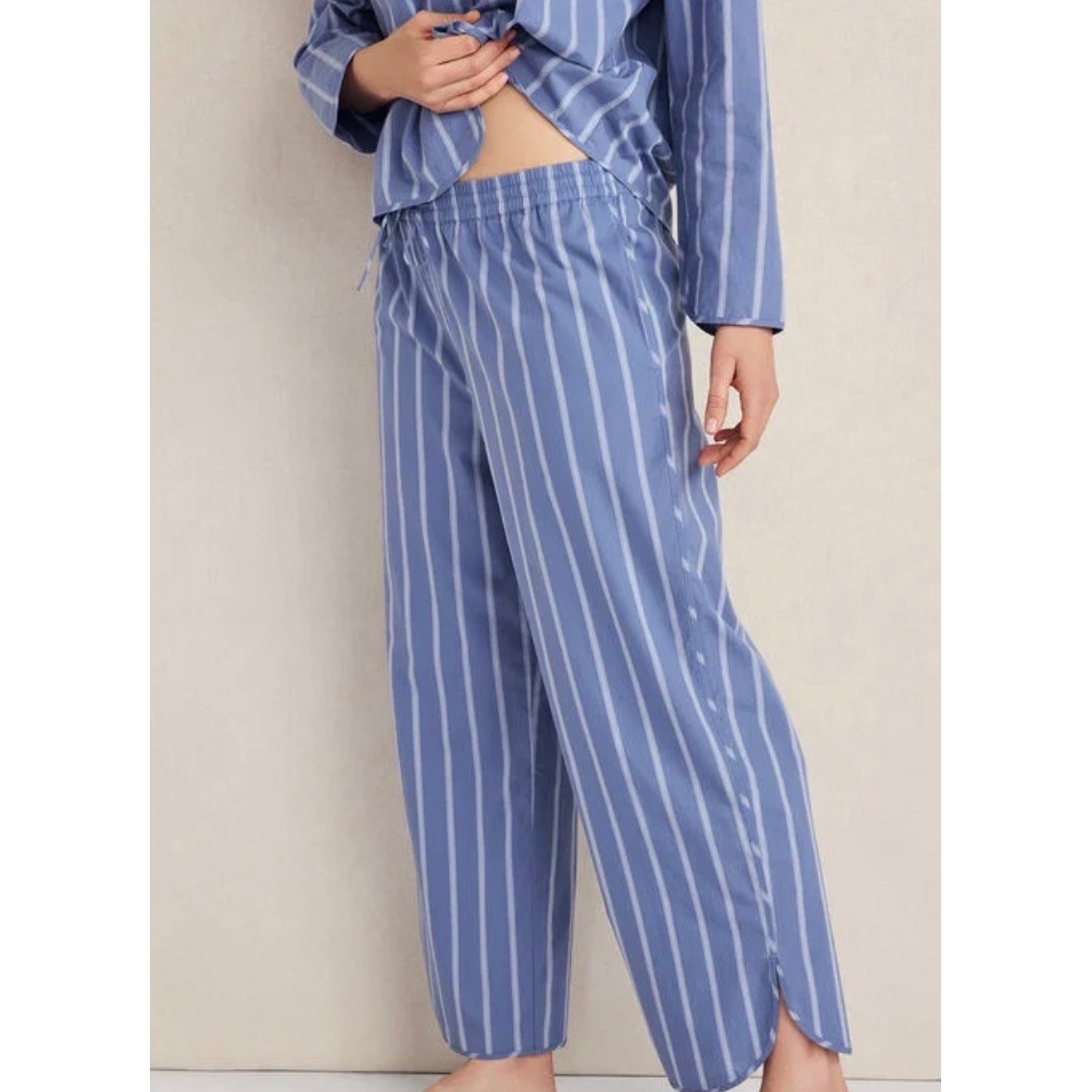Haven Well Within Blue Striped 100% Organic Cotton Poplin Pajama Pants Small Nwt